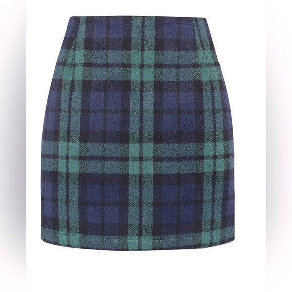 Wool Plaid Mini Skirt - Picture 3 of 7